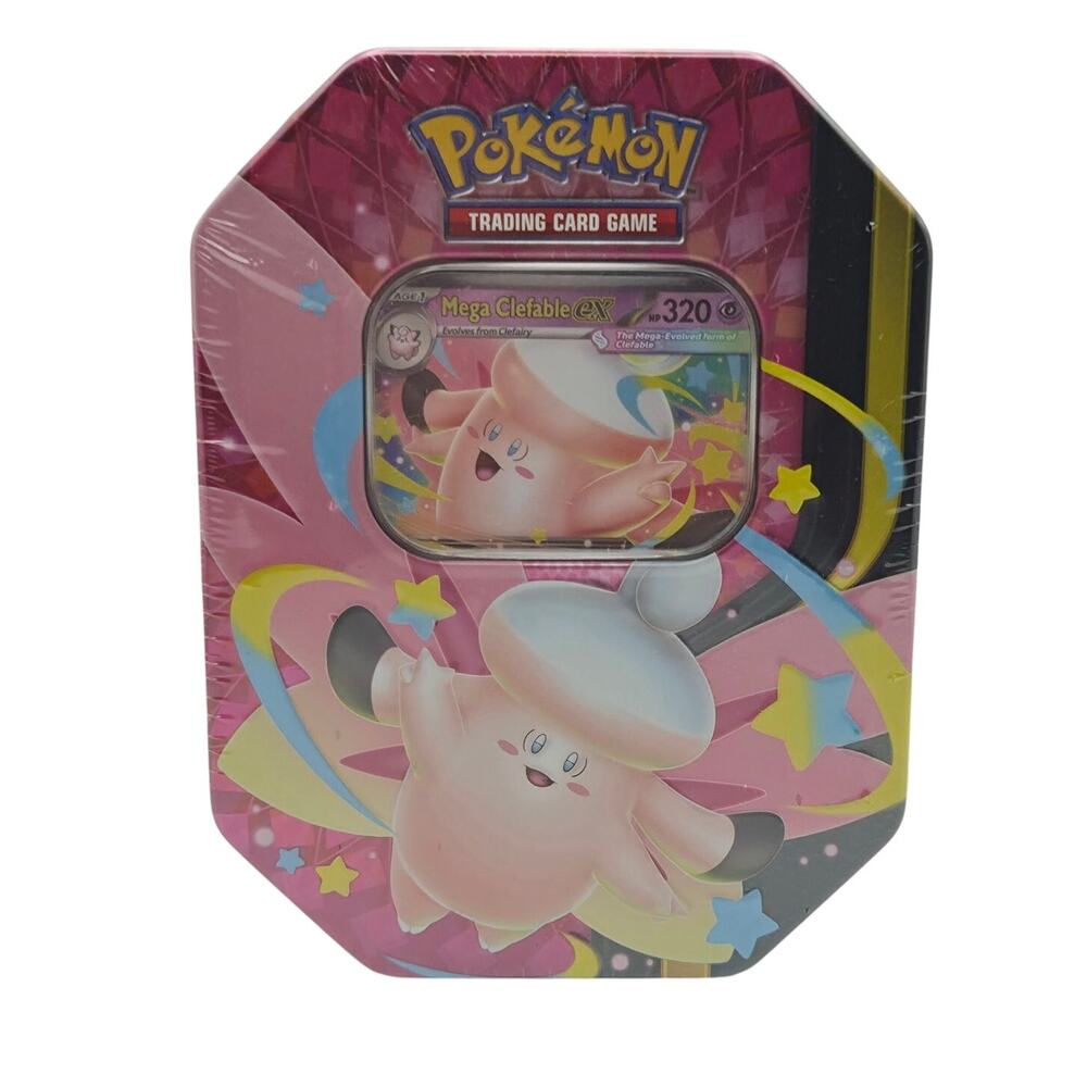 Pokemon TCG Mega Moonlit Tin Mega Clefable EX Factory Sealed 4 Booster Packs
